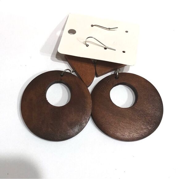 Boho Geometric Wooden Hippie Hoop Earrings - 218 - Picture 8 of 8